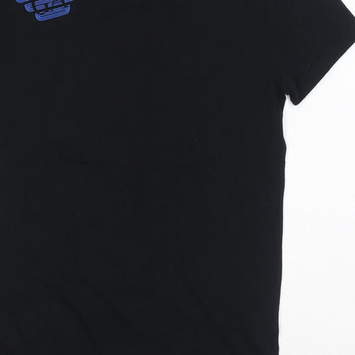 Emporio Armani Mens Black Cotton T-Shirt Size M Crew Neck Pullover
