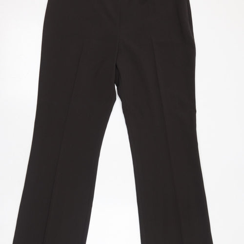 Marks and Spencer Womens Brown Polyester Dress Pants Trousers Size 14 L30 in Regular Zip