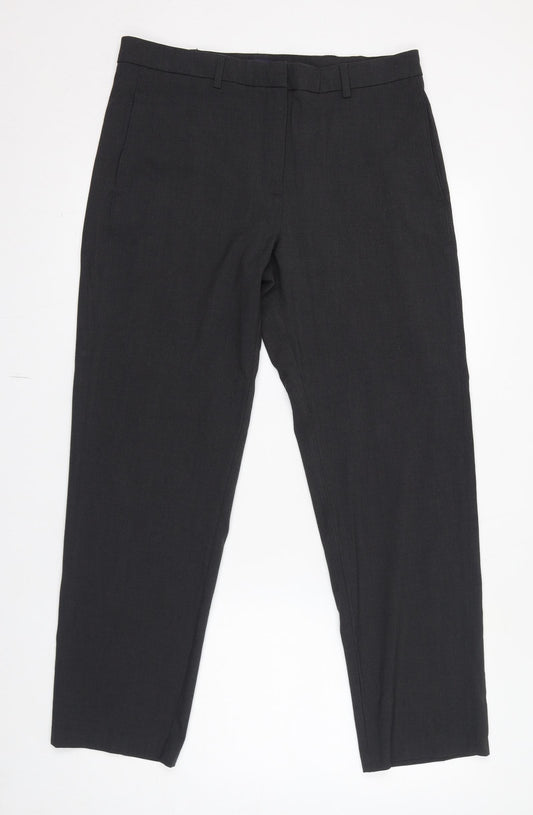 Marks and Spencer Womens Black Polyester Dress Pants Trousers Size 14 L29 in Regular Zip