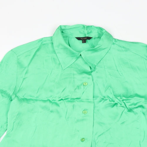 Massimo Dutti Womens Green Viscose Basic Button-Up Size S Collared