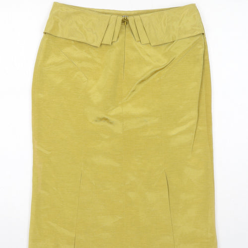 Reiss Womens Yellow Cotton A-Line Skirt Size 10 Zip