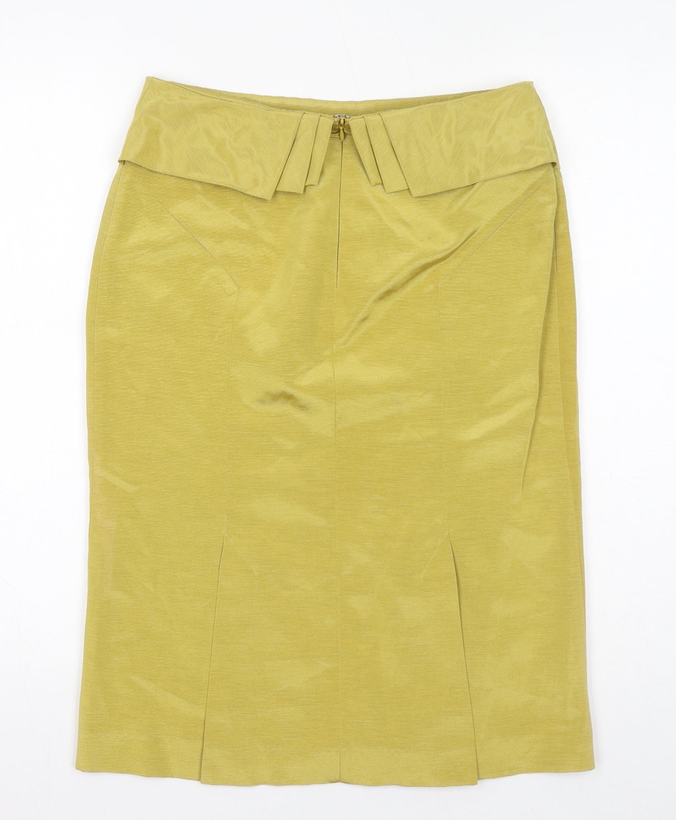 Reiss Womens Yellow Cotton A-Line Skirt Size 10 Zip