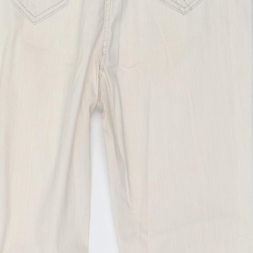 Per Una Womens Ivory Cotton Bootcut Jeans Size 14 L28 in Regular Zip