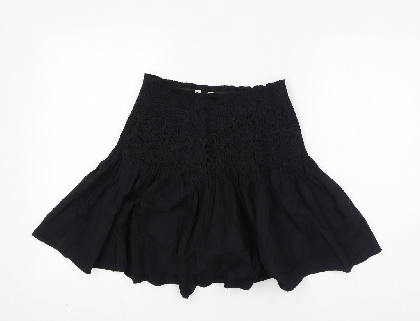 New Look Womens Black Cotton Skater Skirt Size 12