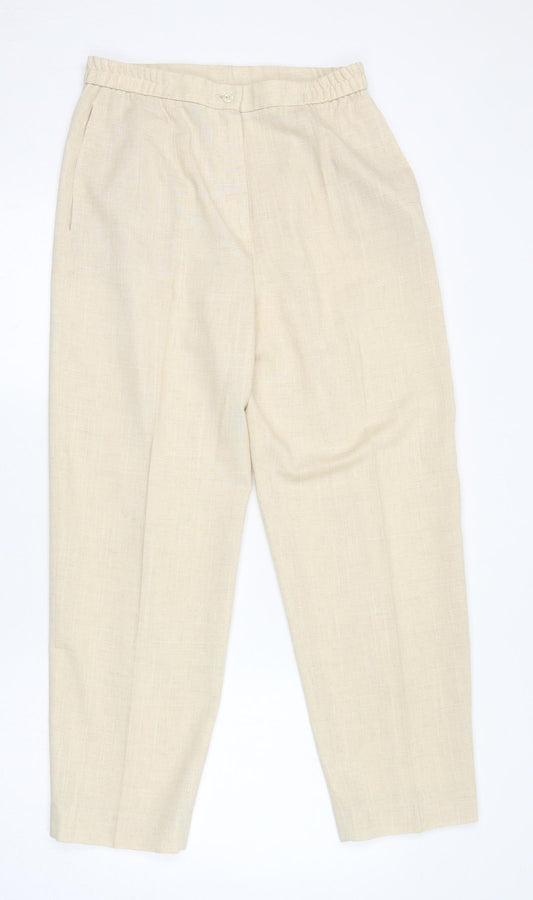 Eastex Womens Ivory Polyester Carrot Trousers Size 14 L27 in Regular Zip