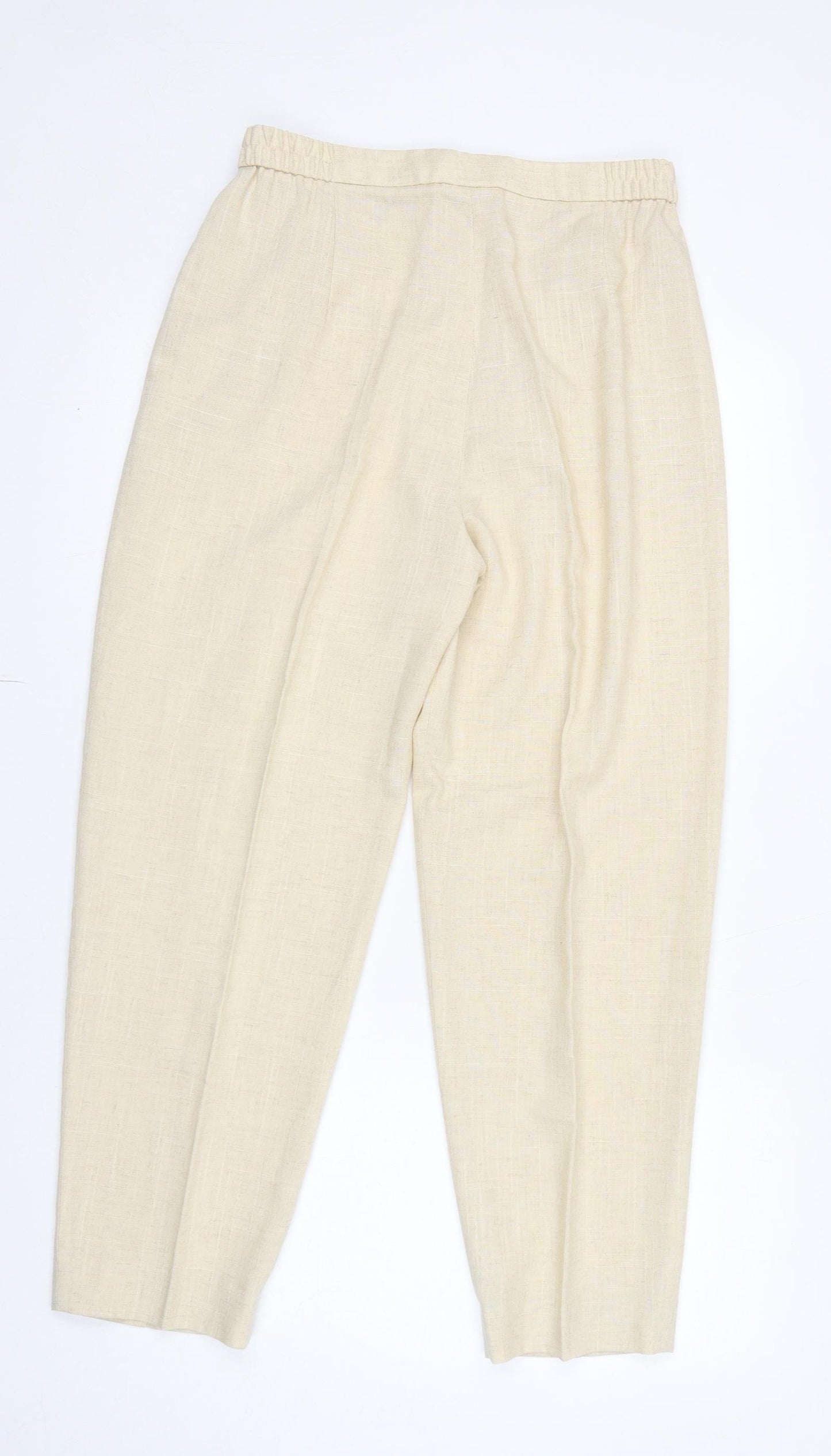 Eastex Womens Ivory Polyester Carrot Trousers Size 14 L27 in Regular Zip