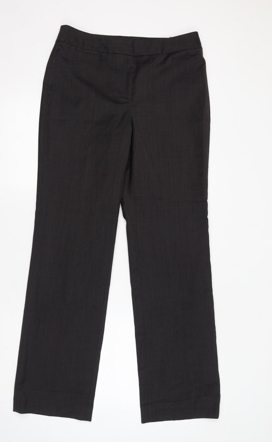 Austin Reed Womens Brown Polyester Dress Pants Trousers Size 12 L32.5 in Regular Zip