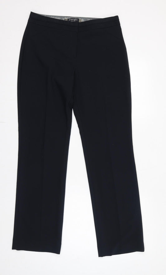 Principles Womens Blue Polyester Dress Pants Trousers Size 12 L32 in Regular Zip