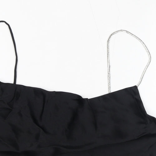 Zara Womens Black Viscose Camisole Tank Size M Cowl Neck
