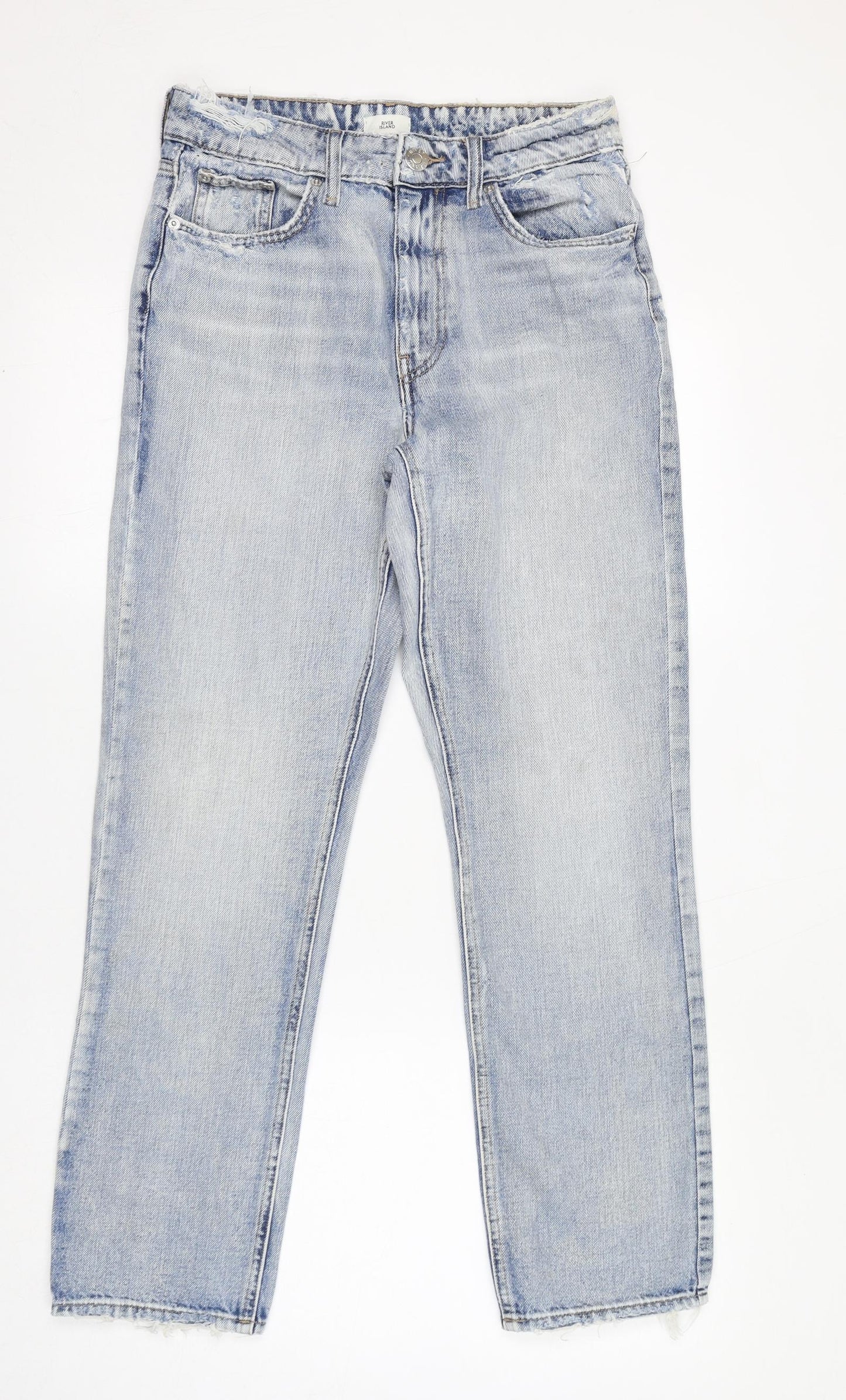 River Island Womens Blue Cotton Straight Jeans Size 12 L30 in Regular Zip