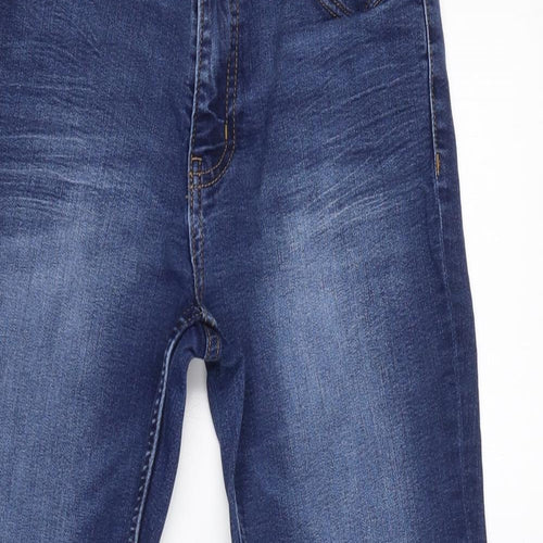 Marks and Spencer Womens Blue Cotton Skinny Jeans Size 10 L25 in Regular Zip