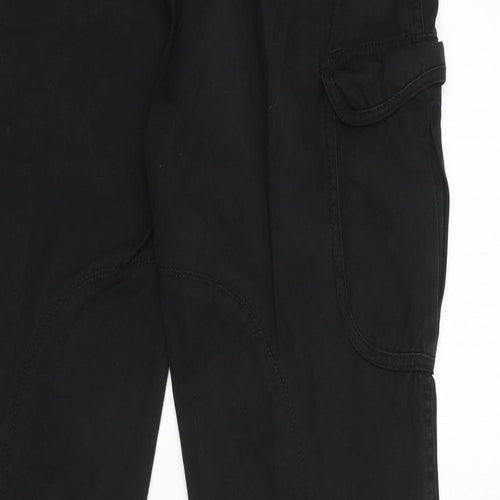 Soaked in Luxury Womens Black Cotton Cargo Trousers Size 8 L21 in Regular Zip - Lace Up Back