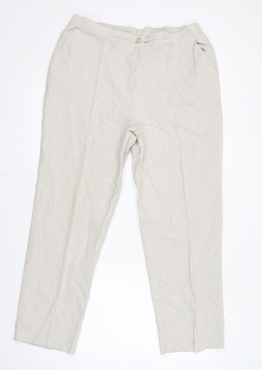 Marks and Spencer Womens Ivory Polyester Trousers Size 18 L28 in Regular