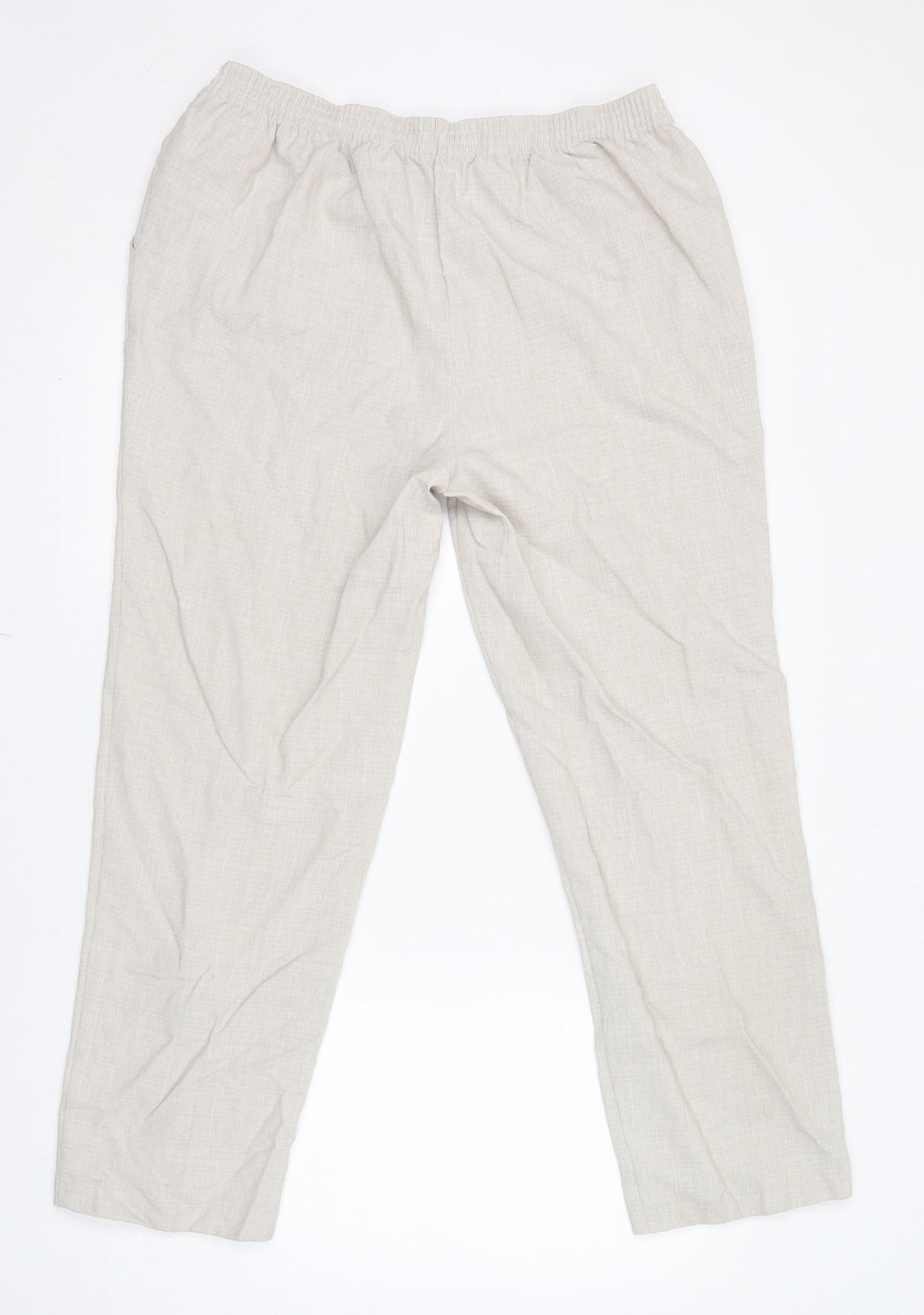 Marks and Spencer Womens Ivory Polyester Trousers Size 18 L28 in Regular