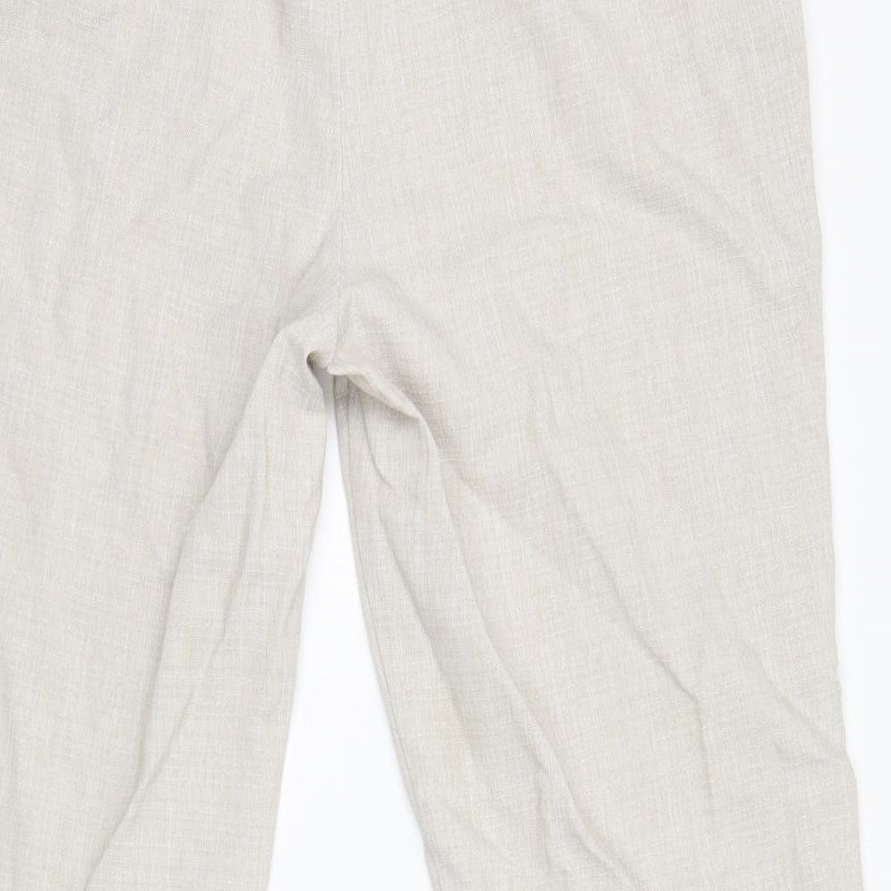 Marks and Spencer Womens Ivory Polyester Trousers Size 18 L28 in Regular