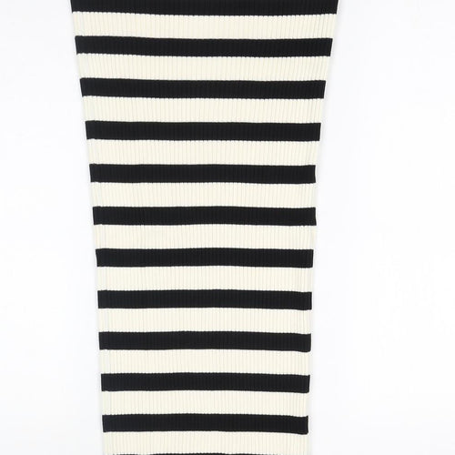 H&M Womens Black Striped Viscose Bandage Skirt Size M