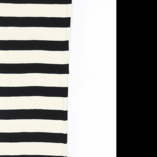 H&M Womens Black Striped Viscose Bandage Skirt Size M