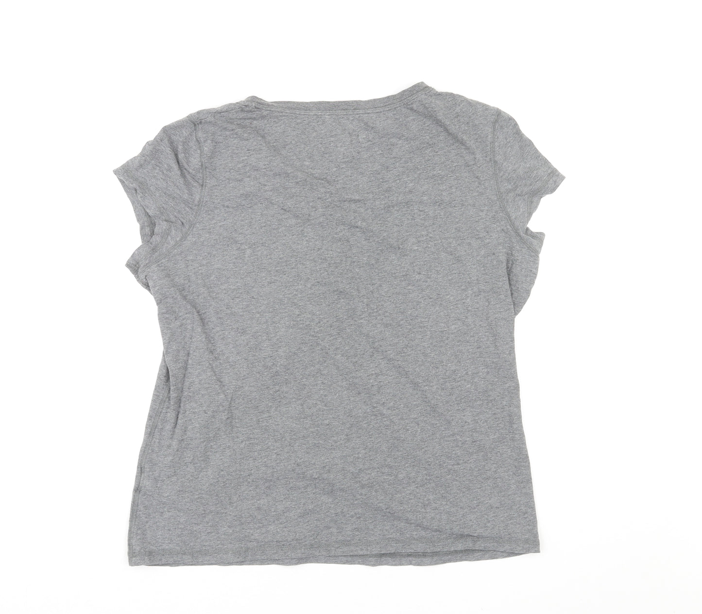 Limited Collection Womens Grey Cotton Basic T-Shirt Size 16 V-Neck