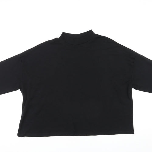 ASOS Womens Black Cotton Basic T-Shirt Size 16 Mock Neck