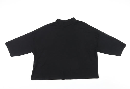 ASOS Womens Black Cotton Basic T-Shirt Size 16 Mock Neck