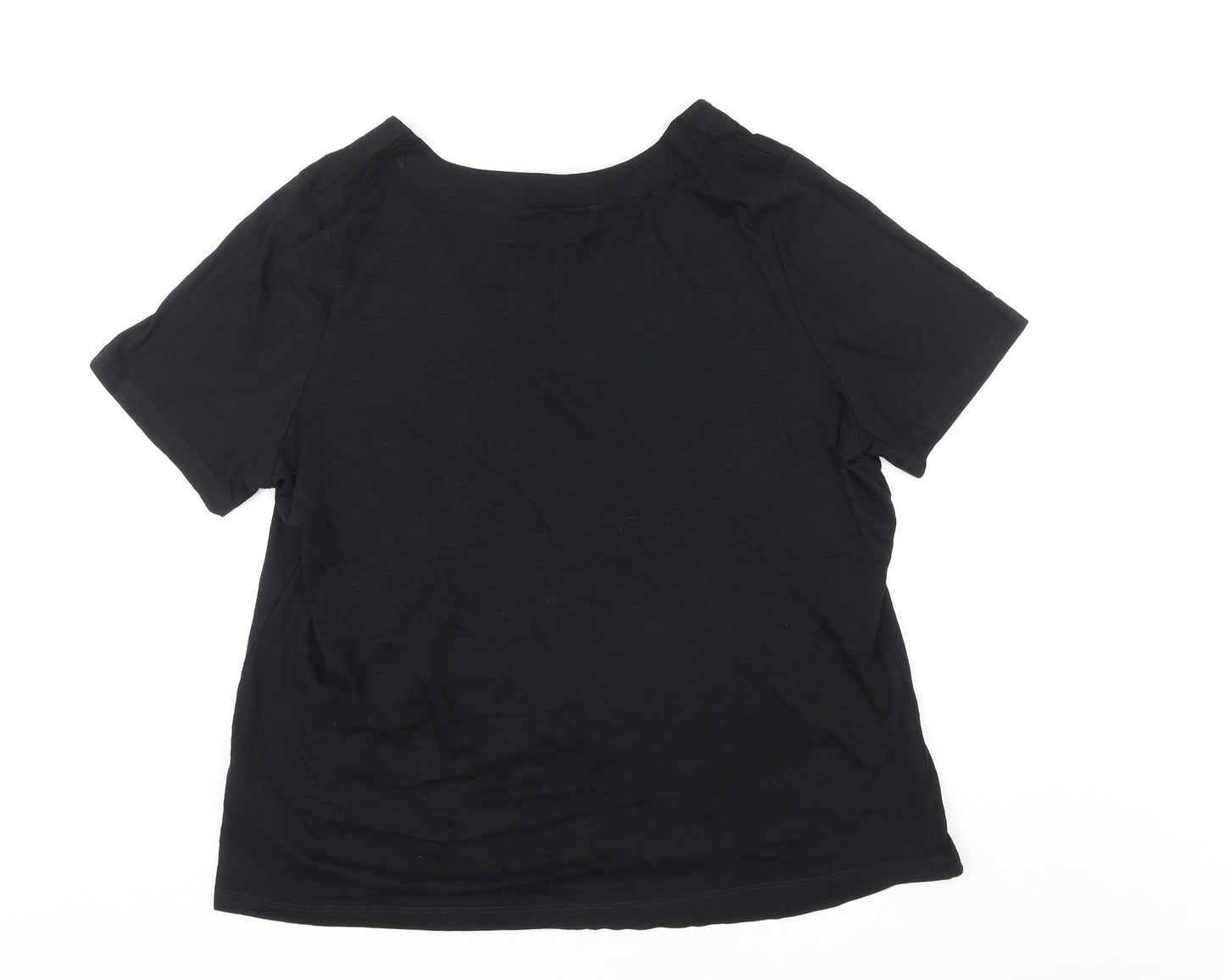 Simply Be Womens Black Cotton Basic T-Shirt Size 22 V-Neck