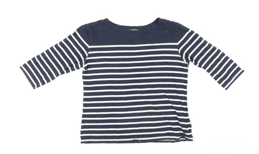 Seasalt Womens Multicoloured Striped Cotton Basic T-Shirt Size 14 Round Neck