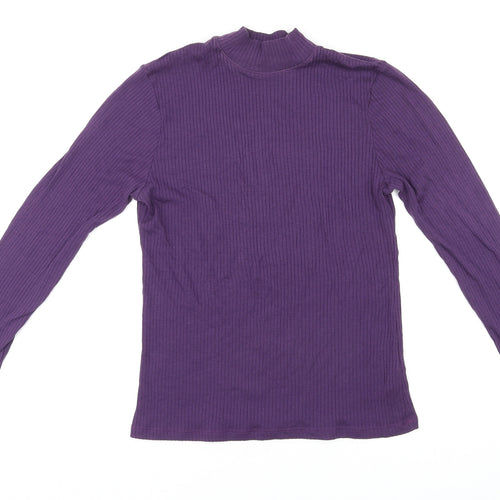 Damart Womens Purple High Neck Modacrylic Pullover Jumper Size S