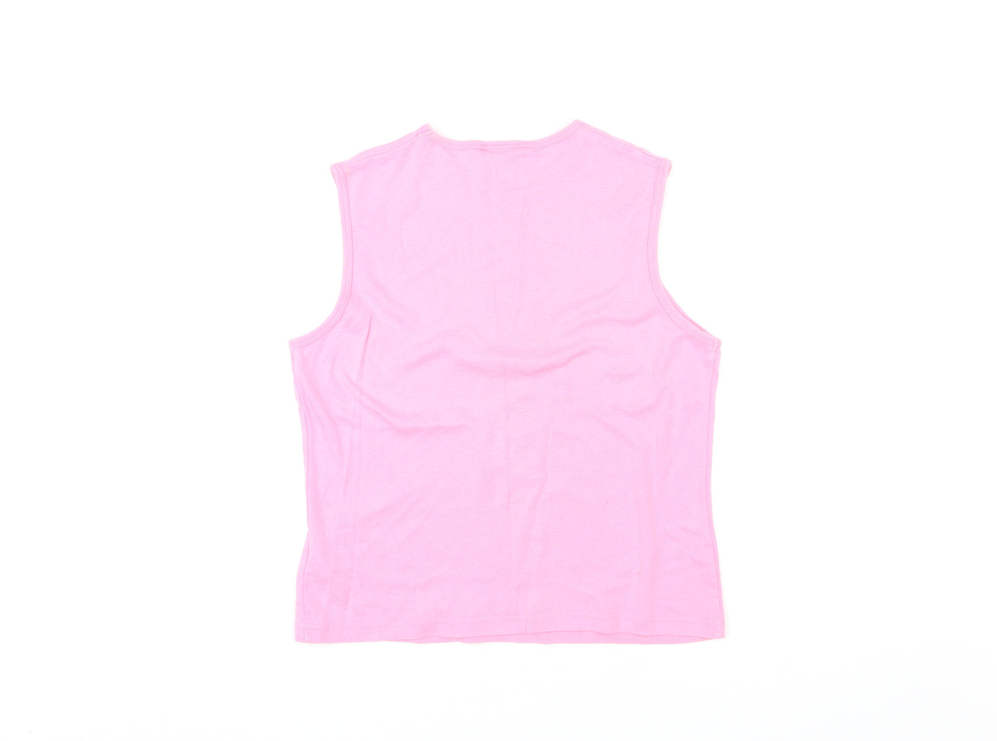 NEXT Womens Pink Cotton Basic Tank Size 14 Round Neck