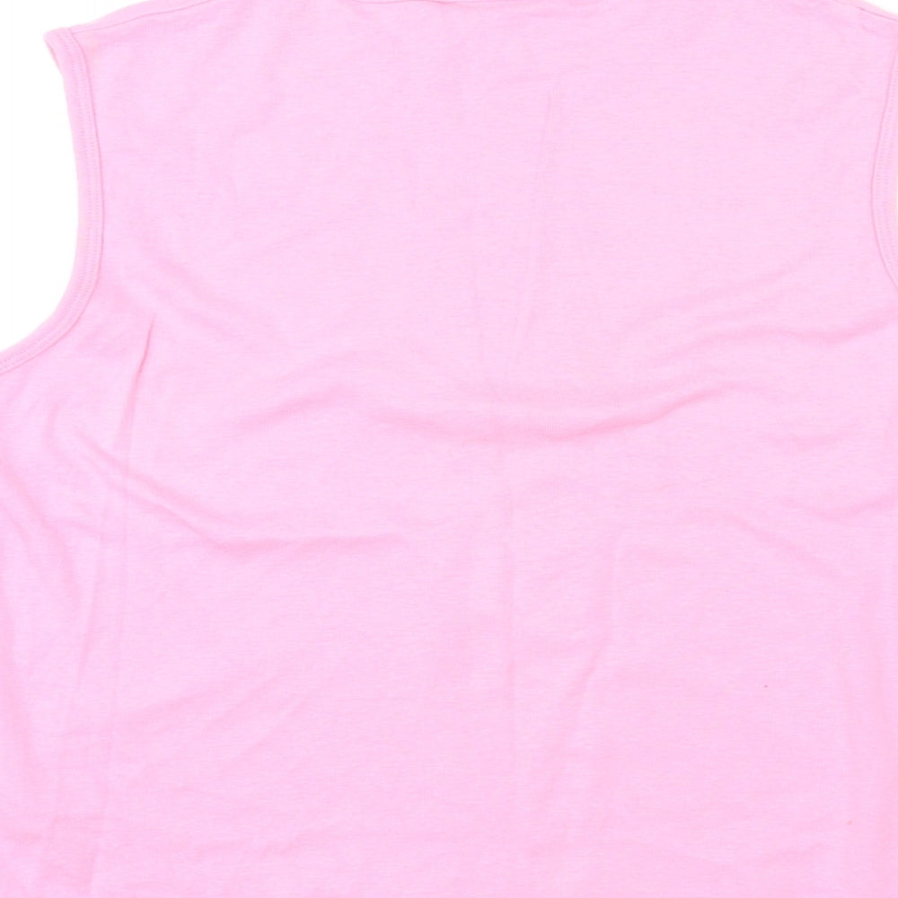 NEXT Womens Pink Cotton Basic Tank Size 14 Round Neck