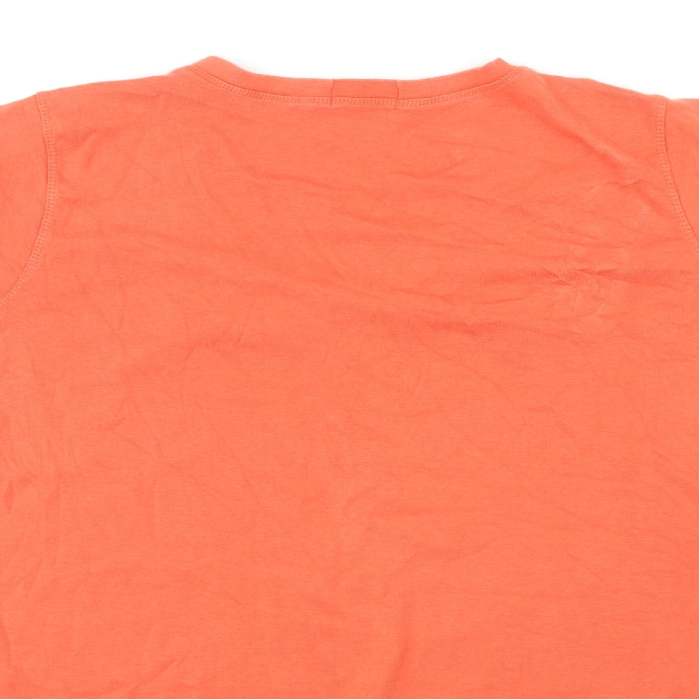 The Stock Shop Womens Orange Cotton Basic T-Shirt Size 20 V-Neck - Floral Detail