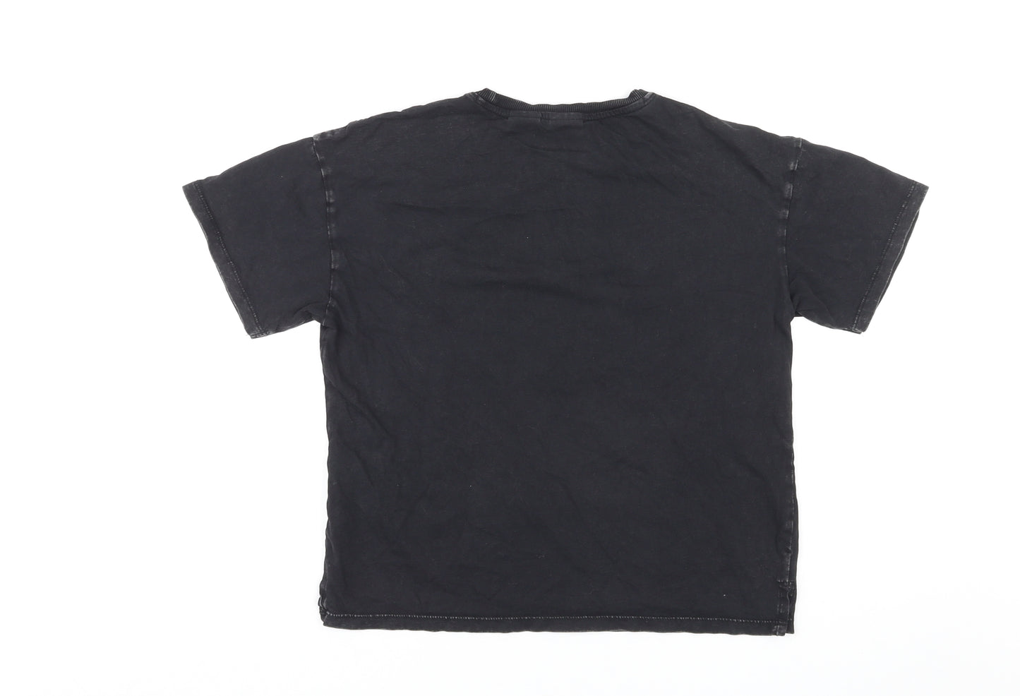 Zara Girls Black Cotton Basic T-Shirt Size 11-12 Years Round Neck Pullover - Nirvana