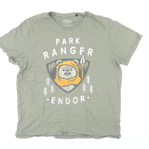Star Wars Mens Green Cotton T-Shirt Size XL Round Neck - Park Ranger