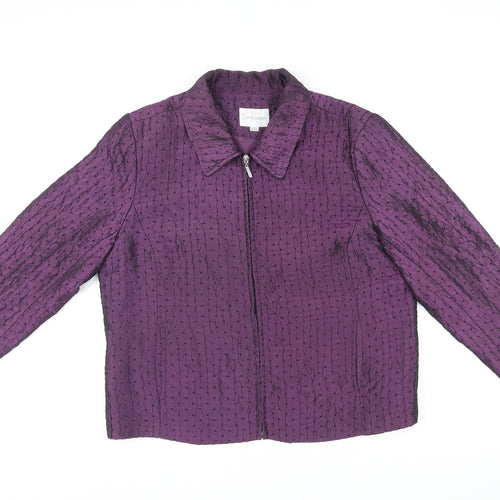 Erin London Womens Purple Geometric Jacket Size L Zip