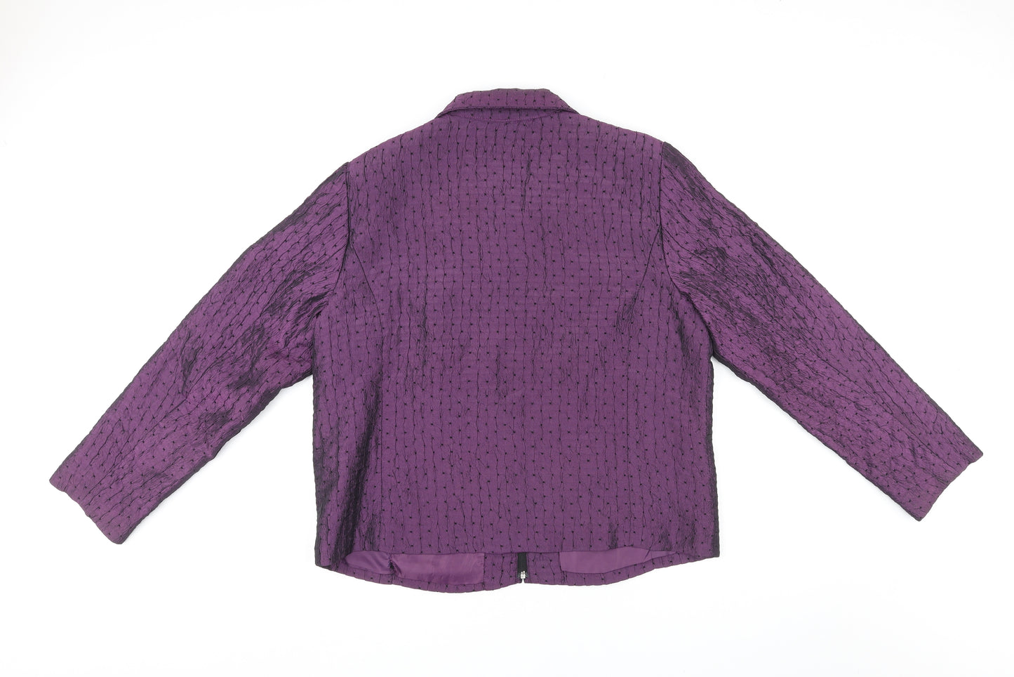 Erin London Womens Purple Geometric Jacket Size L Zip
