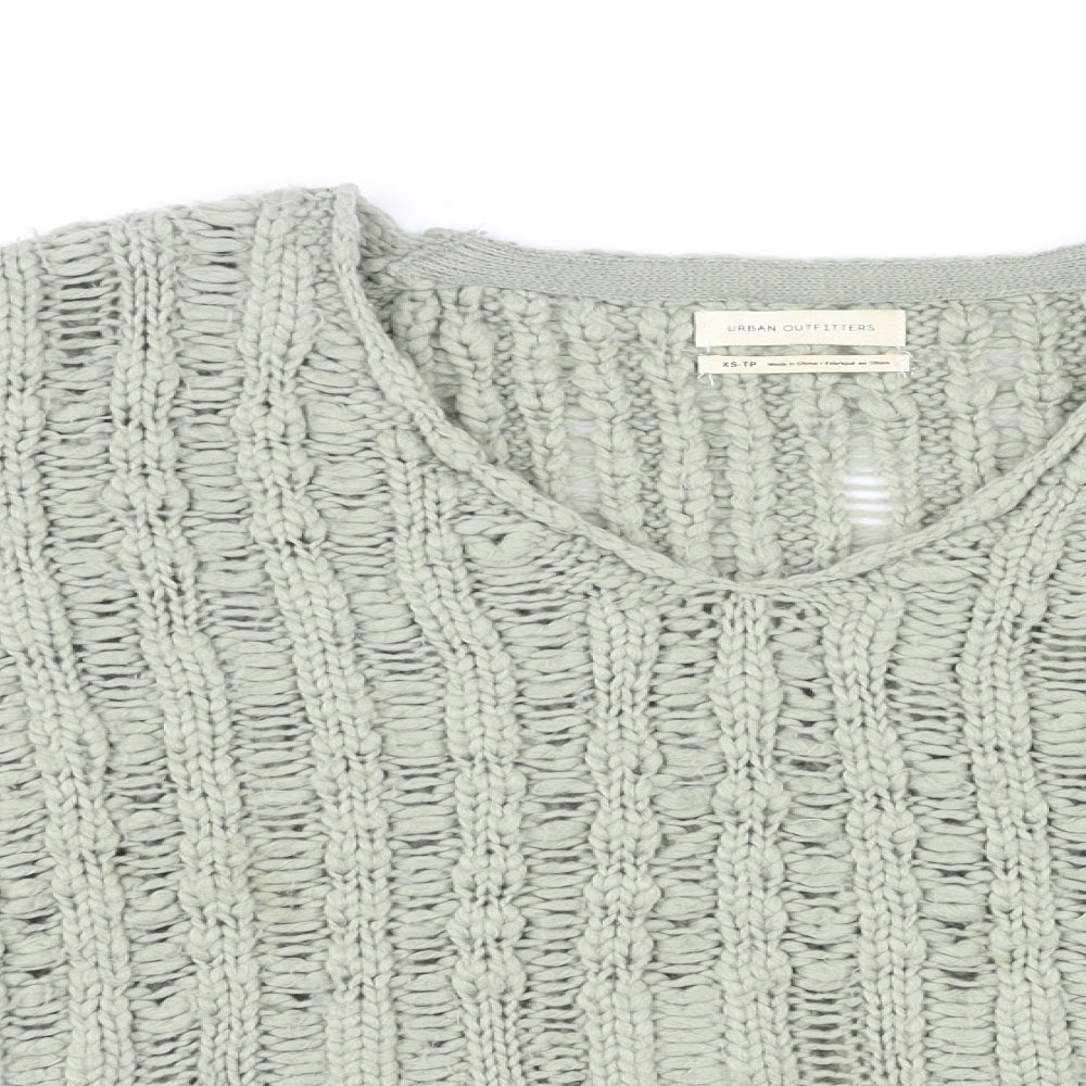 Urban Outfitters Womens Green V-Neck Acrylic Pullover Jumper Size XS