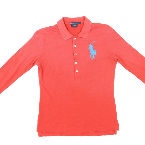 Ralph Lauren Mens Red Cotton Polo Size S Collared Button