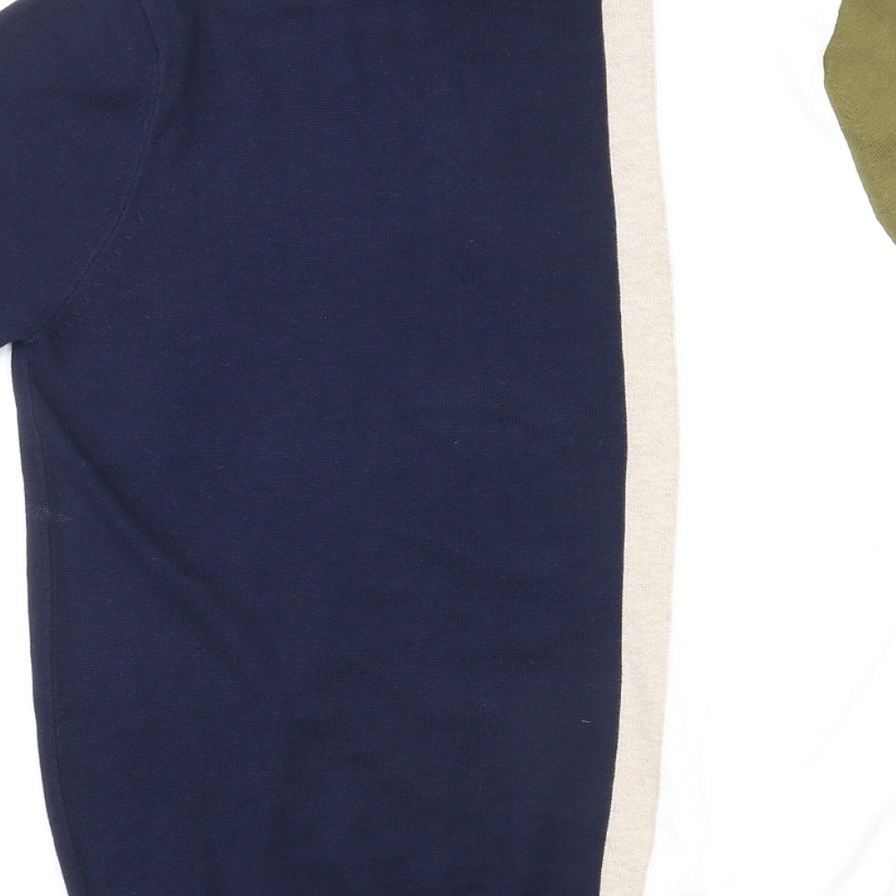 NEXT Mens Multicoloured Round Neck Cotton Pullover Jumper Size S Short Sleeve