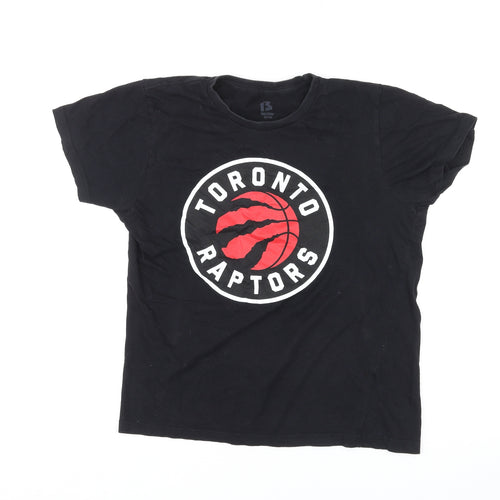 Bulletin Mens Black Cotton T-Shirt Size M Crew Neck - Toronto Raptors