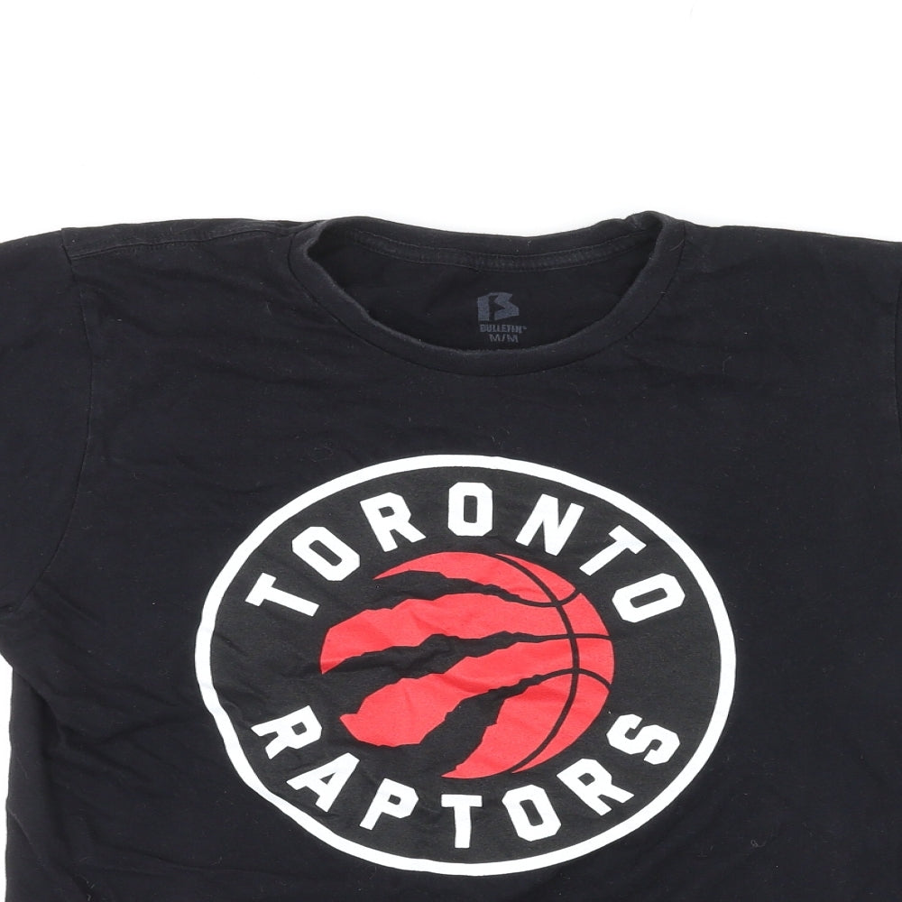 Bulletin Mens Black Cotton T-Shirt Size M Crew Neck - Toronto Raptors