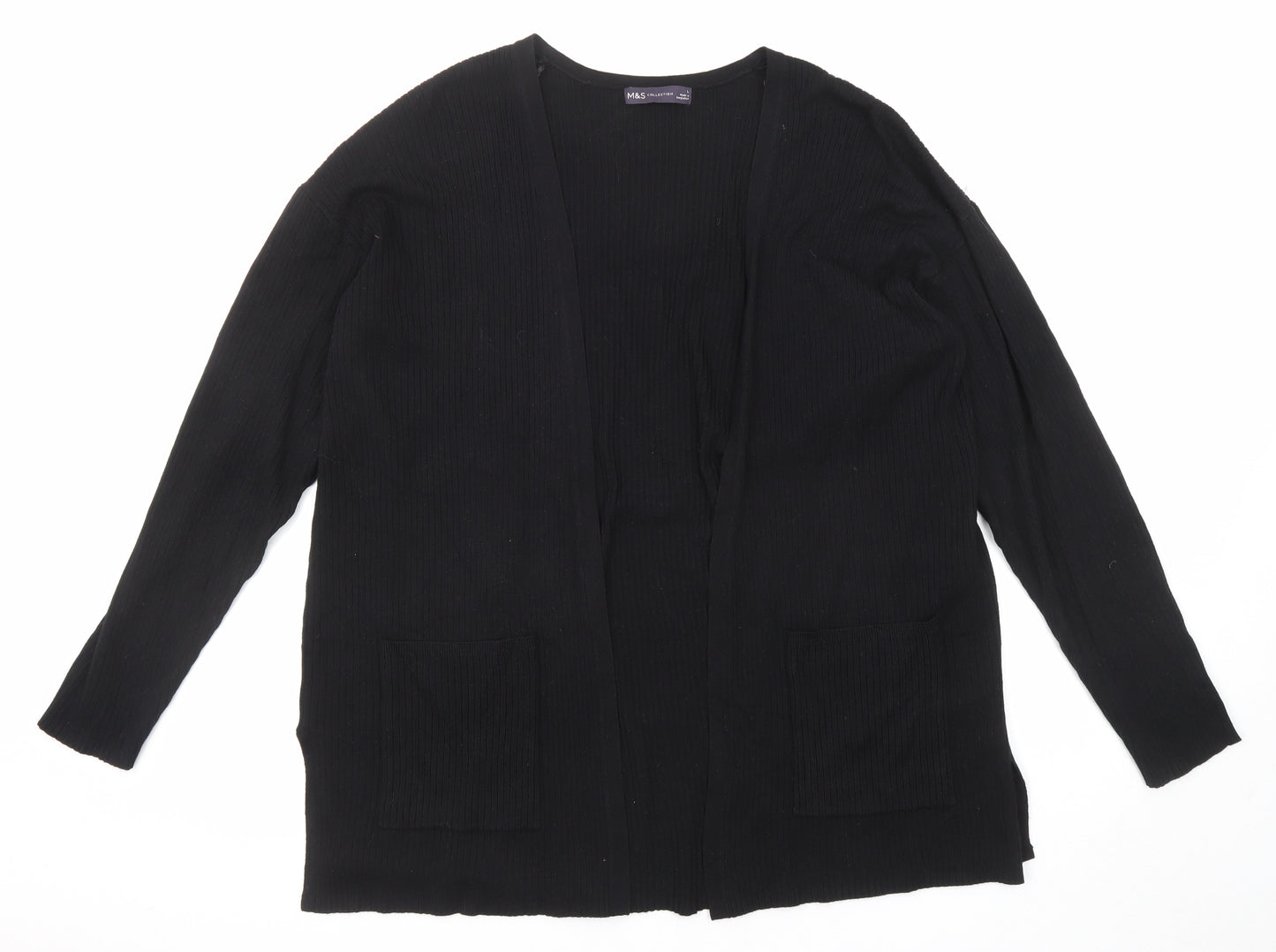 Marks and Spencer Womens Black V-Neck Viscose Cardigan Jumper Size L