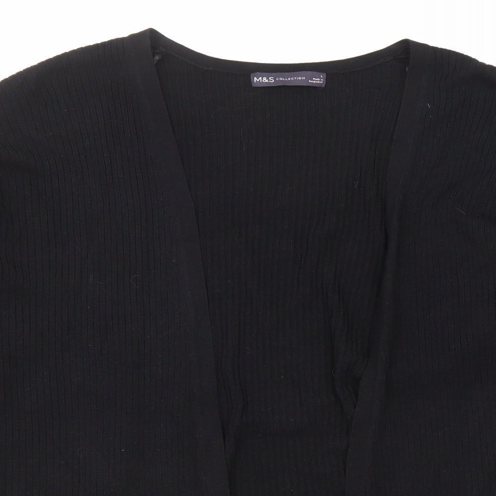 Marks and Spencer Womens Black V-Neck Viscose Cardigan Jumper Size L