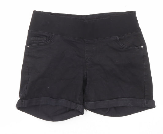 Dorothy Perkins Womens Black Cotton Hot Pants Shorts Size 12 L4 in Regular Pull On