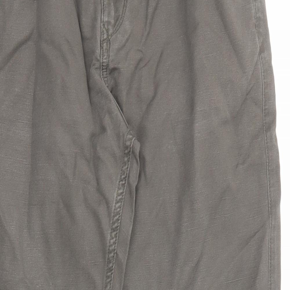 Marks and Spencer Mens Brown Cotton Trousers Size 30 in L31 in Regular Zip