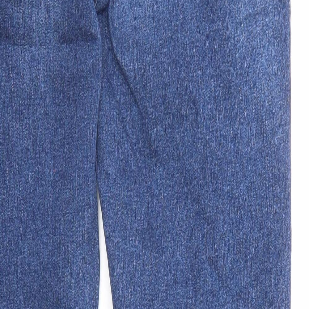 Marks and Spencer Womens Blue Cotton Straight Jeans Size 16 L28 in Slim Zip
