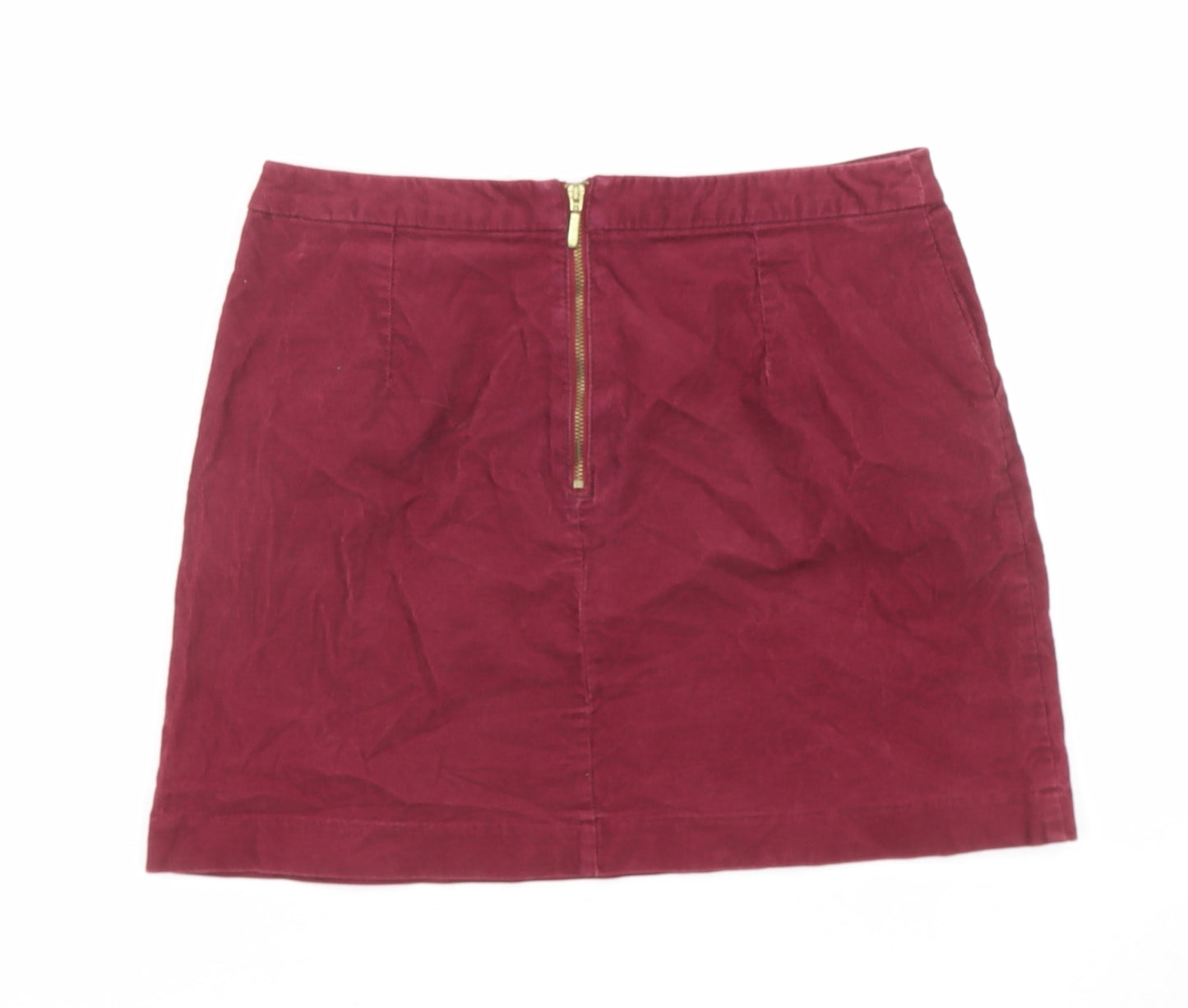 H&M Womens Purple Cotton A-Line Skirt Size 10 Zip