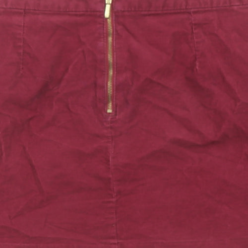 H&M Womens Purple Cotton A-Line Skirt Size 10 Zip