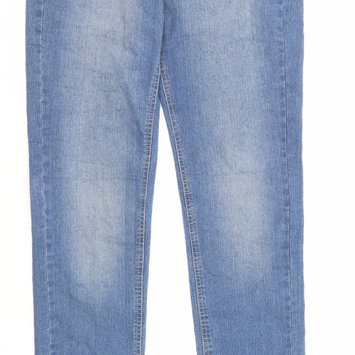 Mango Womens Blue Cotton Straight Jeans Size 16 L33 in Regular Zip