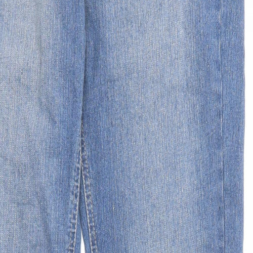 Mango Womens Blue Cotton Straight Jeans Size 16 L33 in Regular Zip