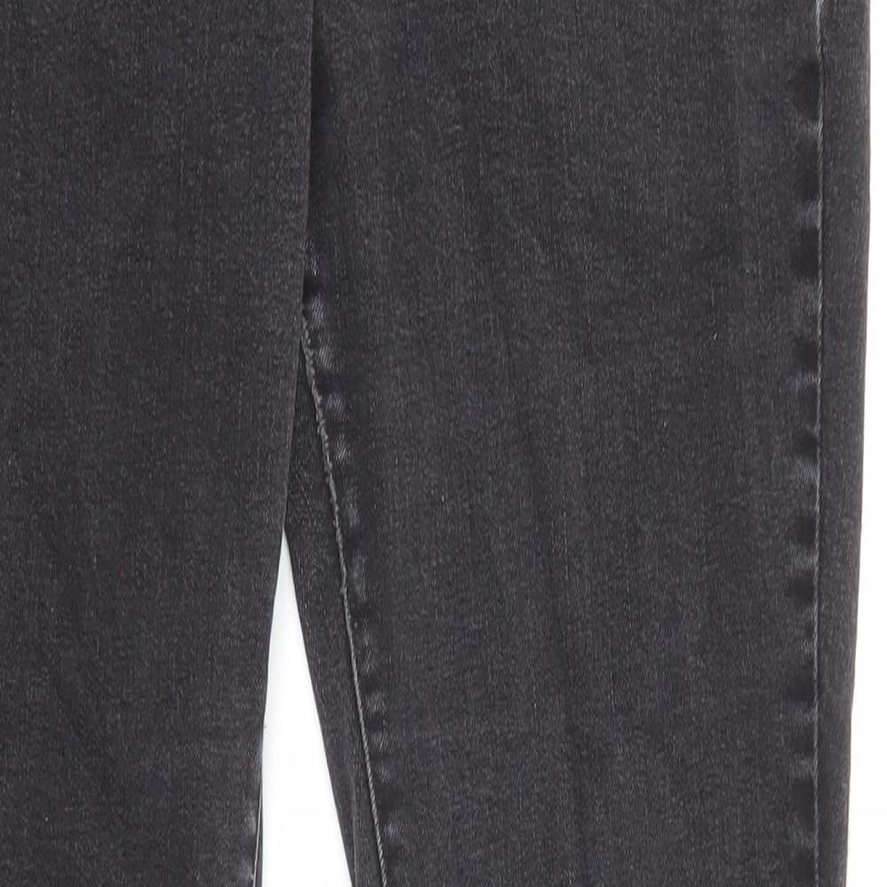 Marks and Spencer Womens Black Cotton Bootcut Jeans Size 12 L30 in Regular Zip