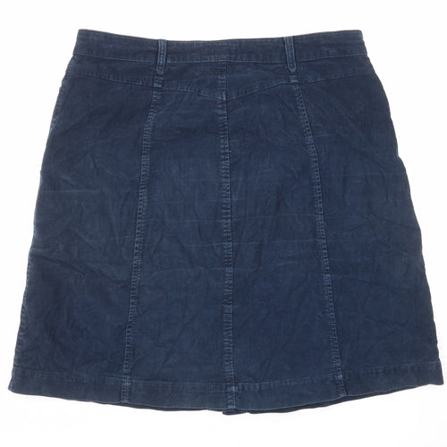 Monsoon Womens Blue Cotton A-Line Skirt Size 14 Button